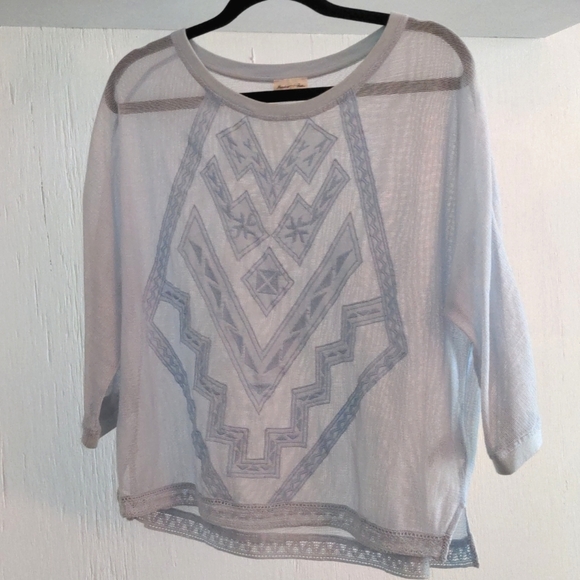 Anthropologie meadow rose light blue mesh top - Picture 1 of 7